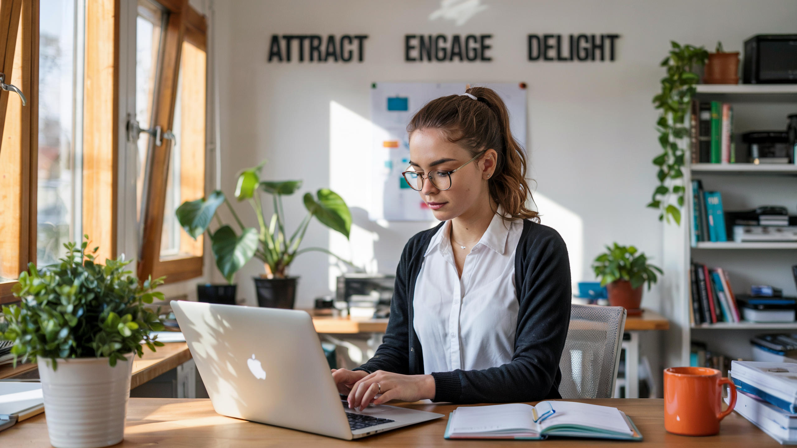 kvinde arbejder med inbound marketing på sit kontor